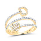 10K Yellow Gold Diamond Gift Initial "D" Heart Women's Ring 3/8 Cttw - Splendid Jewellery