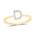 10K Yellow Gold Diamond Gift Initial "D" Ring 1/20 Cttw - Splendid Jewellery