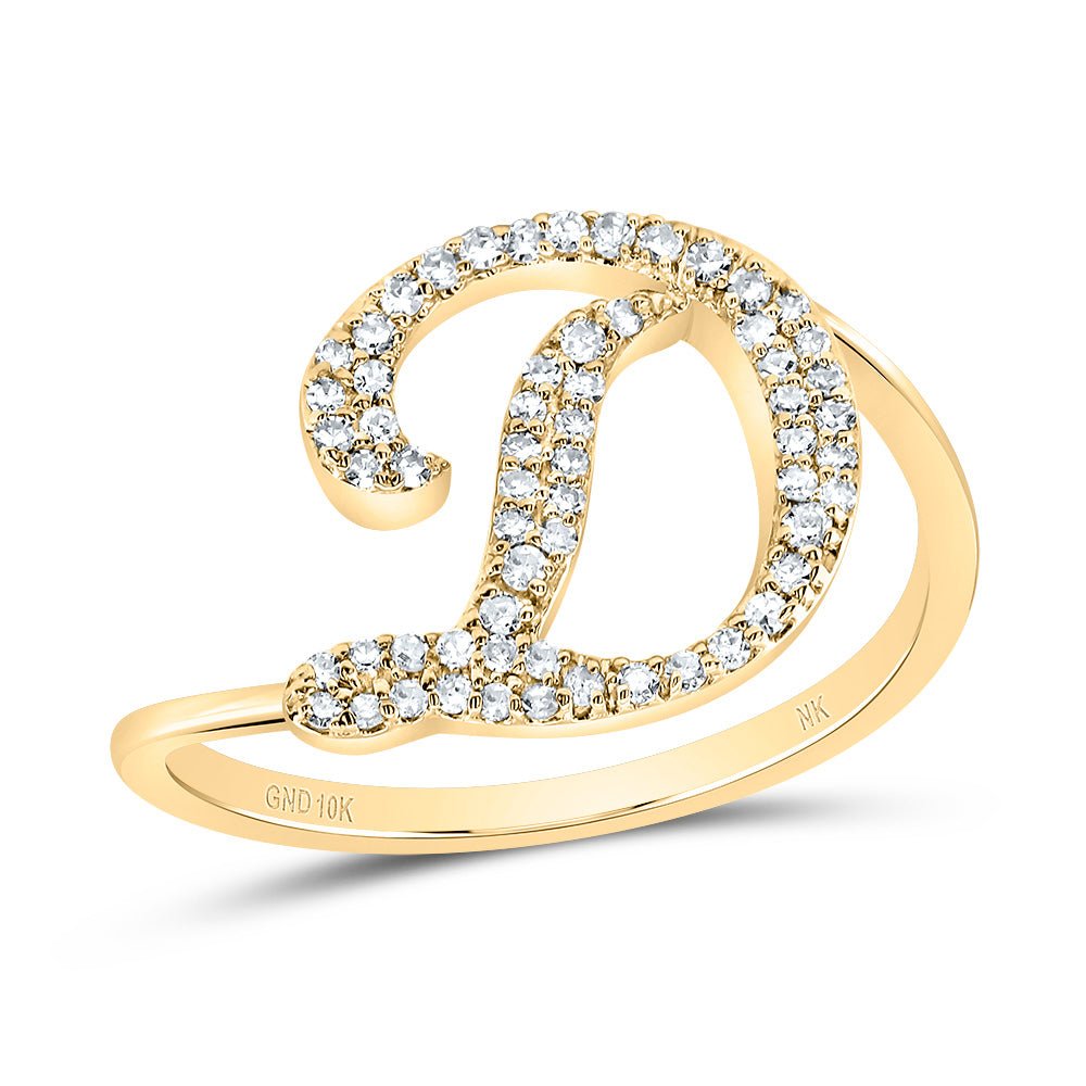 10K Yellow Gold Diamond Gift Initial "D" Ring 1/5 Cttw - Splendid Jewellery