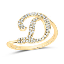 Load image into Gallery viewer, 10K Yellow Gold Diamond Gift Initial "D" Ring 1/5 Cttw - Splendid Jewellery