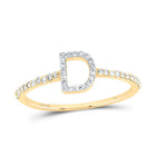 10K Yellow Gold Diamond Gift Initial "D" Ring 1/6 Cttw - Splendid Jewellery