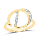10K Yellow Gold Diamond Gift Initial "D" Women's Ring 1/12 Cttw - Splendid Jewellery