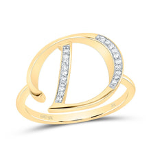 Load image into Gallery viewer, 10K Yellow Gold Diamond Gift Initial "D" Women's Ring 1/12 Cttw - Splendid Jewellery