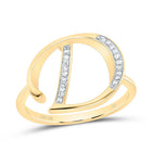 10K Yellow Gold Diamond Gift Initial "D" Women's Ring 1/12 Cttw - Splendid Jewellery