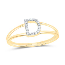Load image into Gallery viewer, 10K Yellow Gold Diamond Gift Initial "D" Women's Ring 1/20 Cttw - Splendid Jewellery