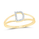10K Yellow Gold Diamond Gift Initial "D" Women's Ring 1/20 Cttw - Splendid Jewellery