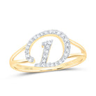 10K Yellow Gold Diamond Gift Initial "D" Women's Ring 1/6 Cttw - Splendid Jewellery