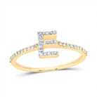 10K Yellow Gold Diamond Gift Initial "E" Ring 1/6 Cttw - Splendid Jewellery