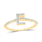 10K Yellow Gold Diamond Gift Initial "E" Ring 1/6 Cttw - Splendid Jewellery