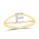 10K Yellow Gold Diamond Gift Initial "E" Women's Ring 1/20 Cttw - Splendid Jewellery
