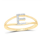 10K Yellow Gold Diamond Gift Initial "E" Women's Ring 1/20 Cttw - Splendid Jewellery