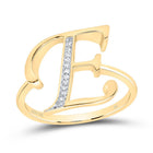 10K Yellow Gold Diamond Gift Initial "E" Women's Ring 1/20 Cttw - Splendid Jewellery