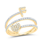 10K Yellow Gold Diamond Gift Initial "F" Heart Women's Ring 3/8 Cttw - Splendid Jewellery