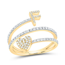 Load image into Gallery viewer, 10K Yellow Gold Diamond Gift Initial "F" Heart Women's Ring 3/8 Cttw - Splendid Jewellery