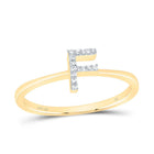 10K Yellow Gold Diamond Gift Initial "F" Ring 1/20 Cttw - Splendid Jewellery