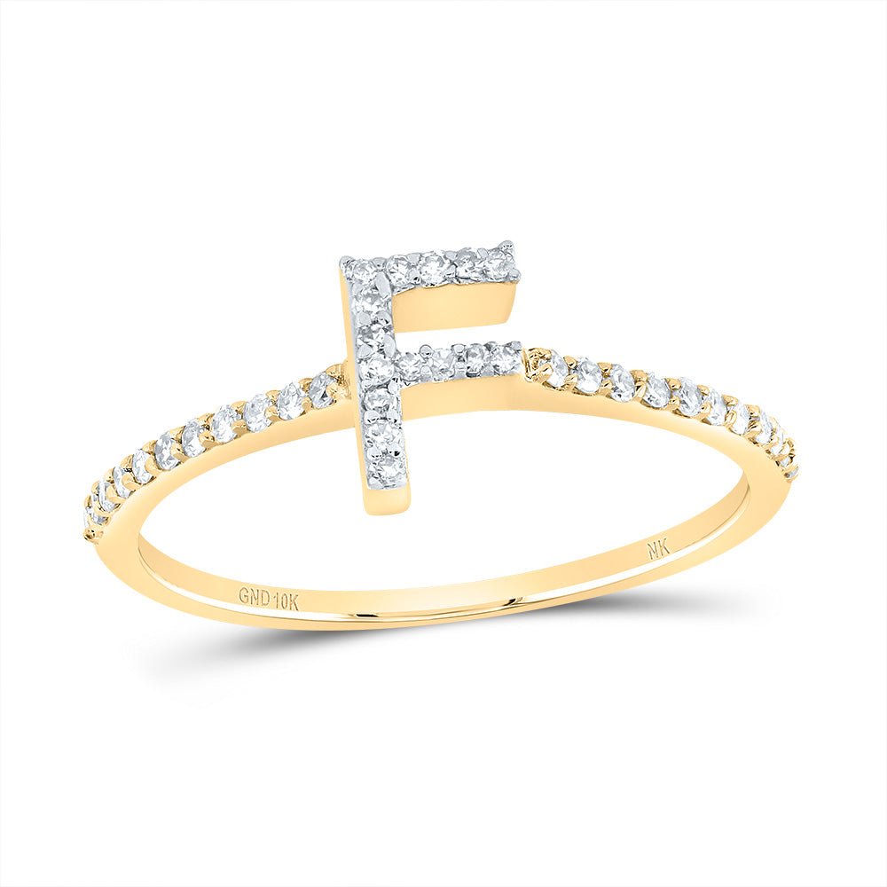 10K Yellow Gold Diamond Gift Initial "F" Ring 1/6 Cttw - Splendid Jewellery