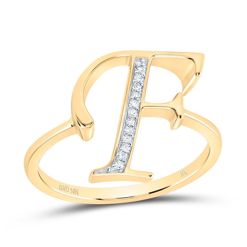 10K Yellow Gold Diamond Gift Initial "F" Women's Ring 1/20 Cttw - Splendid Jewellery