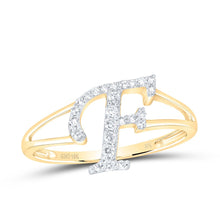 Load image into Gallery viewer, 10K Yellow Gold Diamond Gift Initial "F" Women's Ring 1/6 Cttw - Splendid Jewellery