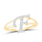 10K Yellow Gold Diamond Gift Initial "F" Women's Ring 1/6 Cttw - Splendid Jewellery