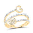 10K Yellow Gold Diamond Gift Initial "G" Heart Women's Ring 3/8 Cttw - Splendid Jewellery