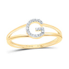 10K Yellow Gold Diamond Gift Initial "G" Women's Ring 1/20 Cttw - Splendid Jewellery