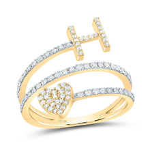 Load image into Gallery viewer, 10K Yellow Gold Diamond Gift Initial "H" Heart Women's Ring 3/8 Cttw - Splendid Jewellery