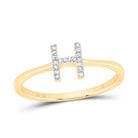 10K Yellow Gold Diamond Gift Initial "H" Ring 1/20 Cttw - Splendid Jewellery
