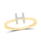 10K Yellow Gold Diamond Gift Initial "H" Ring 1/20 Cttw - Splendid Jewellery