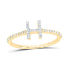 10K Yellow Gold Diamond Gift Initial "H" Ring 1/6 Cttw - Splendid Jewellery
