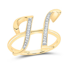 Load image into Gallery viewer, 10K Yellow Gold Diamond Gift Initial "H" Women's Ring 1/10 Cttw - Splendid Jewellery