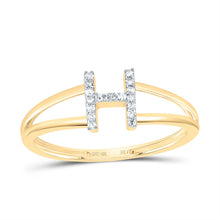 Load image into Gallery viewer, 10K Yellow Gold Diamond Gift Initial "H" Women's Ring 1/20 Cttw - Splendid Jewellery