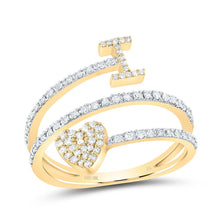 Load image into Gallery viewer, 10K Yellow Gold Diamond Gift Initial "I" Heart Women's Ring 3/8 Cttw - Splendid Jewellery