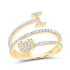 10K Yellow Gold Diamond Gift Initial "I" Heart Women's Ring 3/8 Cttw - Splendid Jewellery