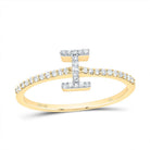 10K Yellow Gold Diamond Gift Initial "I" Ring 1/6 Cttw - Splendid Jewellery