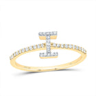 10K Yellow Gold Diamond Gift Initial "I" Ring 1/6 Cttw - Splendid Jewellery
