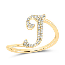 Load image into Gallery viewer, 10K Yellow Gold Diamond Gift Initial "I" Ring 1/8 Cttw - Splendid Jewellery