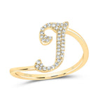 10K Yellow Gold Diamond Gift Initial "I" Ring 1/8 Cttw - Splendid Jewellery
