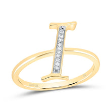 Load image into Gallery viewer, 10K Yellow Gold Diamond Gift Initial "I" Women's Ring 1/20 Cttw - Splendid Jewellery