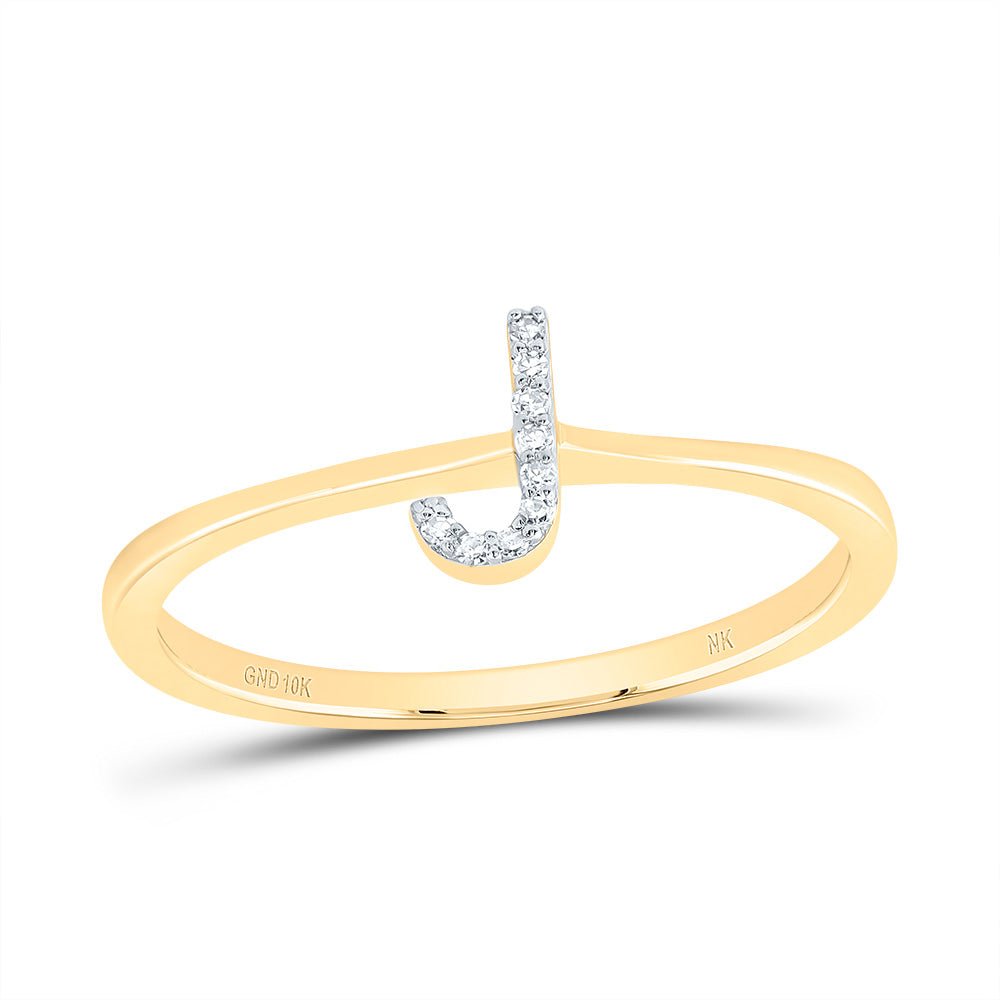 10K Yellow Gold Diamond Gift Initial "J" Ring 0.03 Cttw - Splendid Jewellery