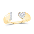 10K Yellow Gold Diamond Gift Initial "J" Women's Heart Ring 1/12 Cttw - Splendid Jewellery