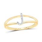 10K Yellow Gold Diamond Gift Initial "J" Women's Ring 0.03 Cttw - Splendid Jewellery