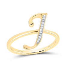 Load image into Gallery viewer, 10K Yellow Gold Diamond Gift Initial "J" Women's Ring 1/20 Cttw - Splendid Jewellery