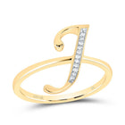 10K Yellow Gold Diamond Gift Initial "J" Women's Ring 1/20 Cttw - Splendid Jewellery