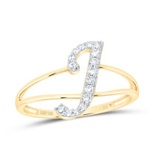 Load image into Gallery viewer, 10K Yellow Gold Diamond Gift Initial "J" Women's Ring 1/8 Cttw - Splendid Jewellery