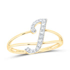 10K Yellow Gold Diamond Gift Initial "J" Women's Ring 1/8 Cttw - Splendid Jewellery