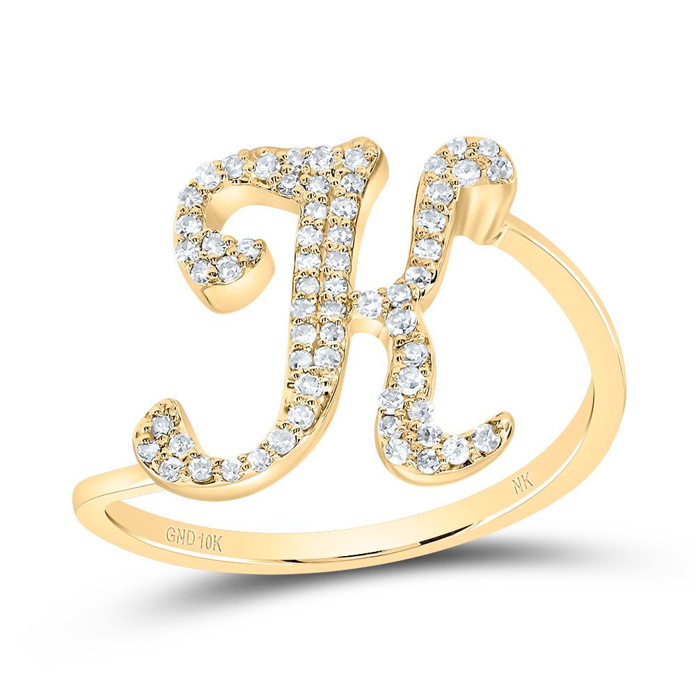 10K Yellow Gold Diamond Gift Initial "K" Ring 1/5 Cttw - Splendid Jewellery