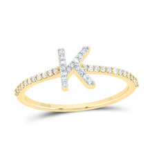 Load image into Gallery viewer, 10K Yellow Gold Diamond Gift Initial "K" Ring 1/6 Cttw - Splendid Jewellery