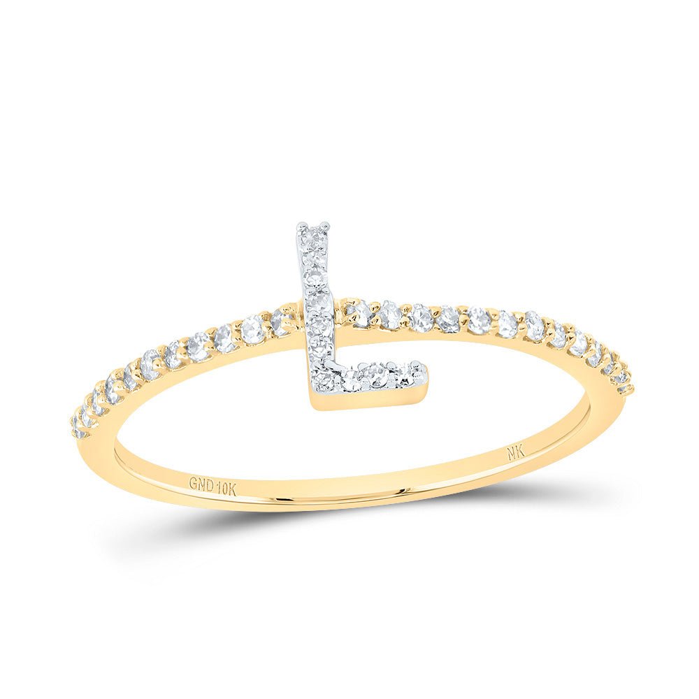 10K Yellow Gold Diamond Gift Initial "L" Ring 1/6 Cttw - Splendid Jewellery