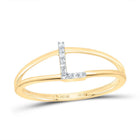 10K Yellow Gold Diamond Gift Initial "L" Women's Ring 0.03 Cttw - Splendid Jewellery