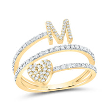 Load image into Gallery viewer, 10K Yellow Gold Diamond Gift Initial "M" Heart Women's Ring 3/8 Cttw - Splendid Jewellery